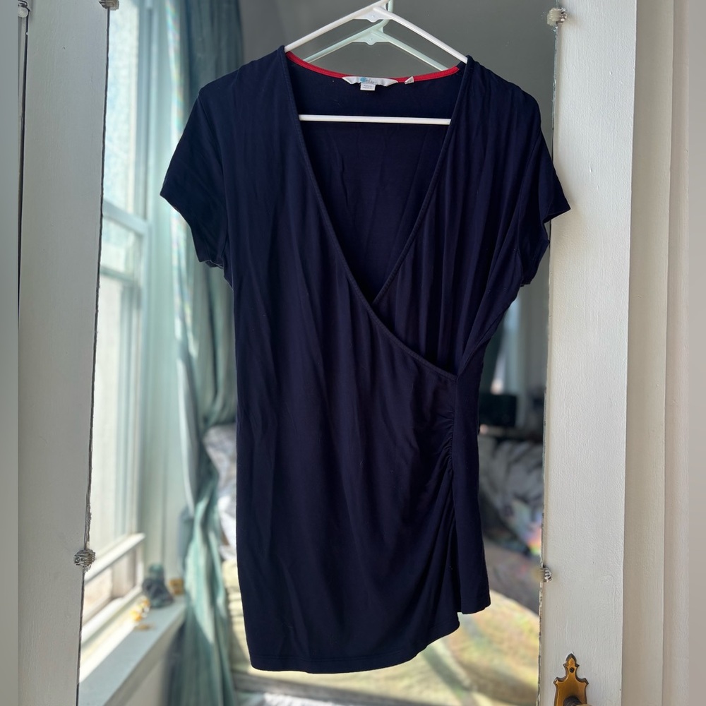 Navy Blue Wrap Top